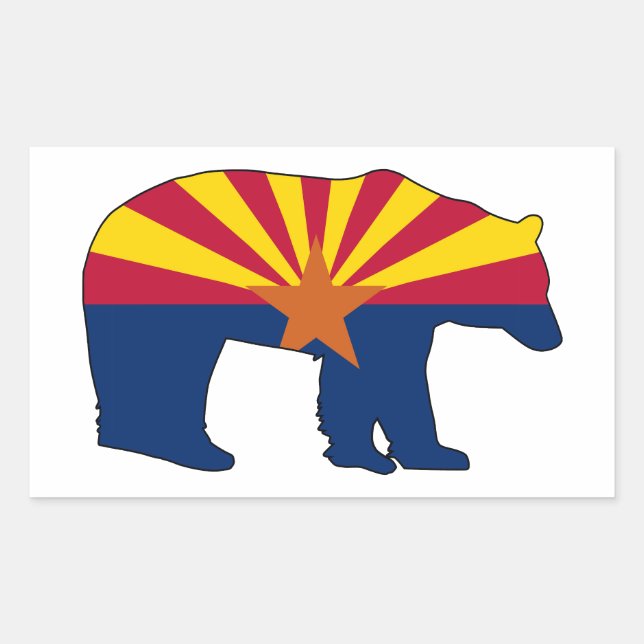 Adesivo Retangular Urso da Bandeira do Arizona (Frente)
