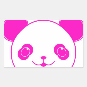 Adesivo Retangular Urso Panda de Kawaii Rosa