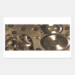 Adesivo Retangular Ursos de Relógio de Metal Steampunk