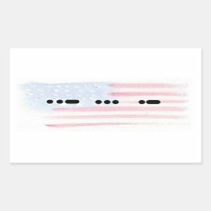 Adesivo Retangular USA in Morse Code com Flag Sticker - Personalizar