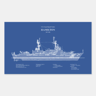 Adesivo Retangular USCG Cutter Hamilton whec-715 - ABD