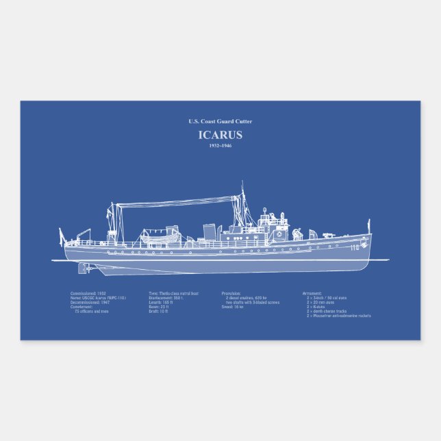 Adesivo Retangular USCG Cutter Icarus wpc- 110 - ABD (Frente)