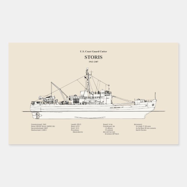 Adesivo Retangular USCG Cutter Storis wmec-38 - SBD (Frente)