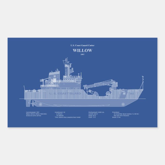 Adesivo Retangular USCG Cutter Willow wlb-202 - ABD (Frente)