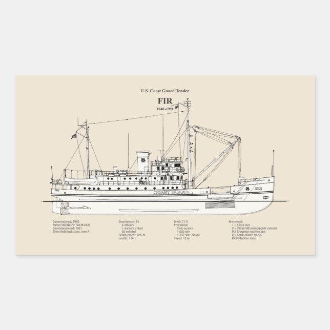 Adesivo Retangular USCG Tender Fir wlm- 212 - SBD (Frente)