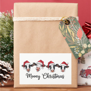 Adesivo Retangular Vacas de Natal fofas mugem no Natal Bezerras Cow d
