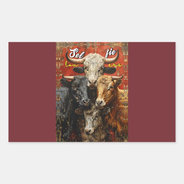 Adesivo Retangular Vacas Selfie (Frente)