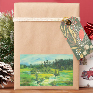 Adesivo Retangular Vale verde Watercolor