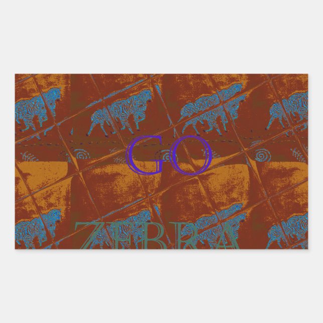 Adesivo Retangular Vamos de Arte do Impressão Go Zebra Safari/Gráfico (Frente)