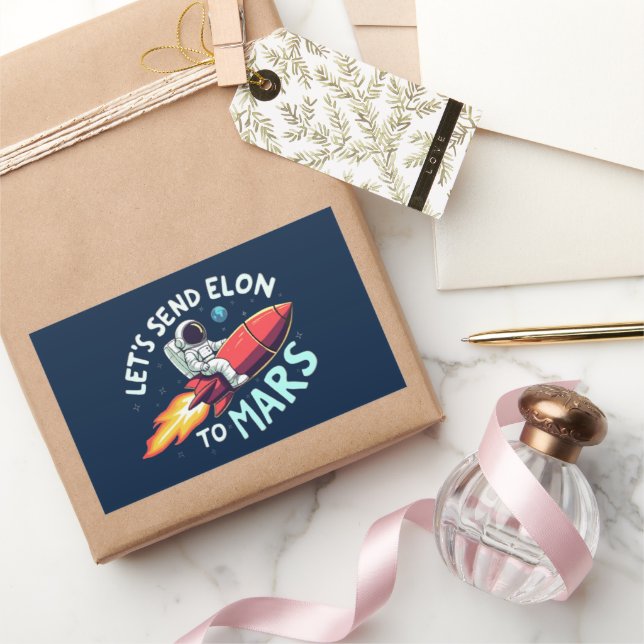 Adesivo Retangular Vamos Enviar Elon para o Retângulo de Marte (Presentear)