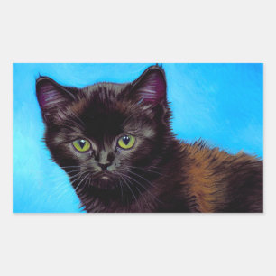 Adesivo Retangular Van Gogh Cat e Flores