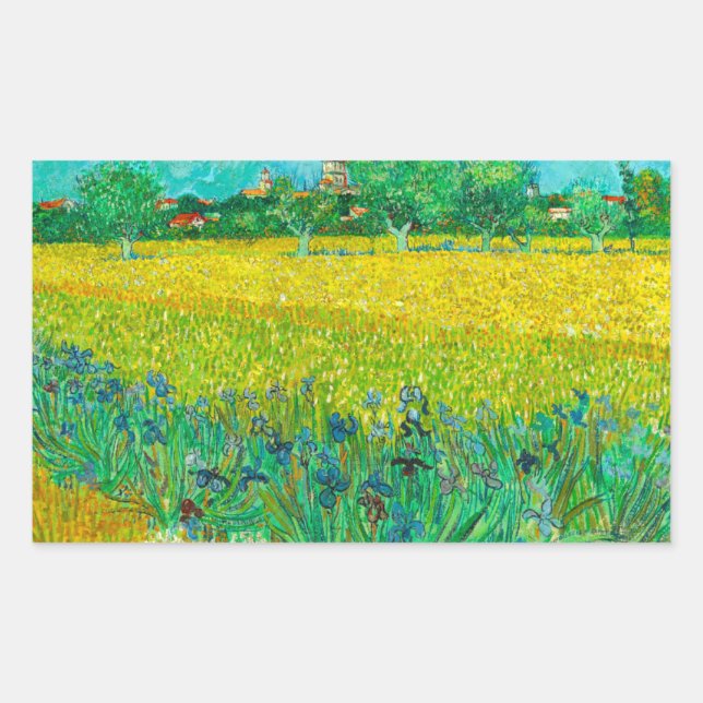 Adesivo Retangular Van Gogh Field com Irrises Perto de Arles (Frente)