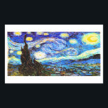 Adesivo Retangular Van Gogh Starry Night Fine Art<br><div class="desc">Starry Night,  o mais famoso quadro do mestre holandês do impressionista Poste Vincent van Gogh. Uma ciprestes solitária,  uma vila dormindo,  e um céu que brilha com estrelas.</div>