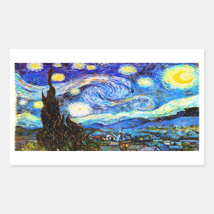 Adesivo Retangular Van Gogh Starry Night Fine Art