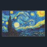 Adesivo Retangular Van Gogh Starry Night Stickers<br><div class="desc">Cartazes de Van Gogh Starry Night. A pintura mais famosa de Van Gogh, Starry Night mostra a vista da janela do quarto do artista no asilo no Santo Remy de Provence. Um belo céu noturno marcado por estrelas amarelas pulando sobre a igreja da vila abaixo, Starry Night é um presente...</div>