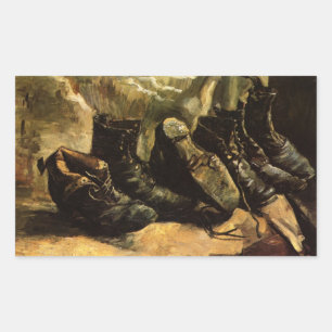 Adesivo Retangular Van Gogh; Três pares de sapatos, do vintage vida