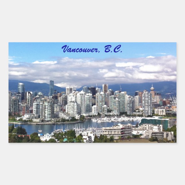 Adesivo Retangular Vancouver Skyline (Frente)