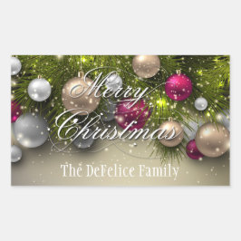 Adesivo Retangular Várias Cores de Ornamentos de Feriados de Natal