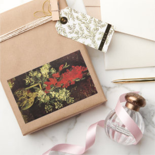 Adesivo Retangular Vaso com Gladíolos, Cravos de Vincent van Gogh