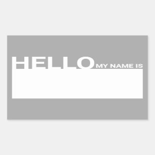 Adesivo Retangular Vazio Modern Hello Meu Nome É Cinza