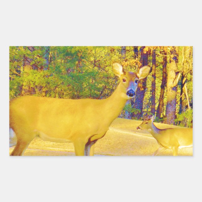 Adesivo Retangular Veado Colorido de Mama com azul claro (Frente)