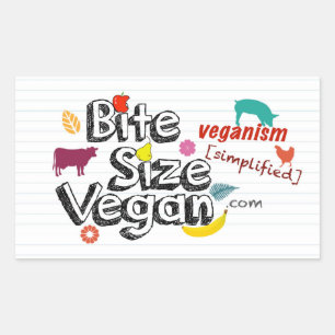 Adesivo Retangular Vegan De Tamanho De Bite Com Vinheta De Tagline