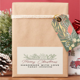 Adesivo Retangular Vegetação de Inverno Feliz Natal Feito à Mão