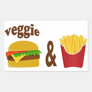 Adesivo Retangular Veggie Burger e Fries