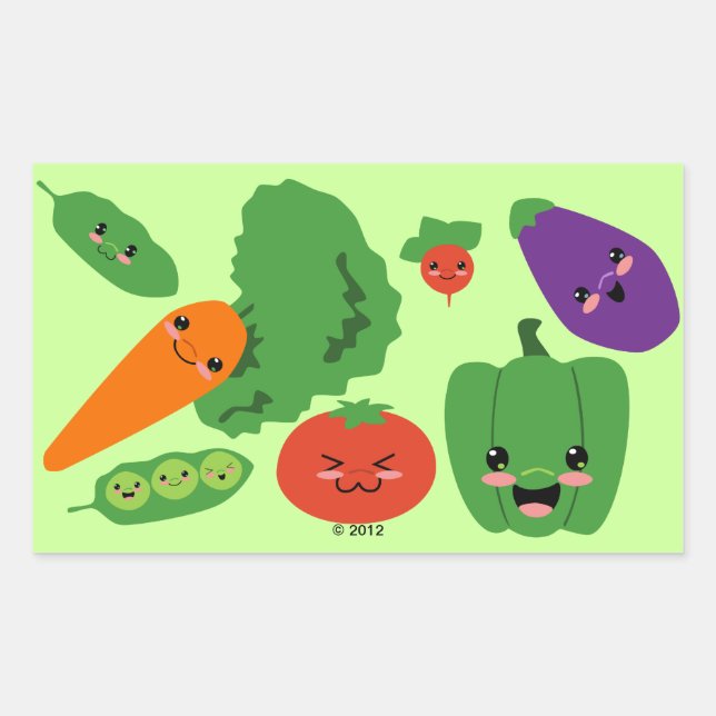 Adesivo Retangular Veggies Felizes (Frente)