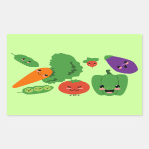 Adesivo Retangular Veggies Felizes
