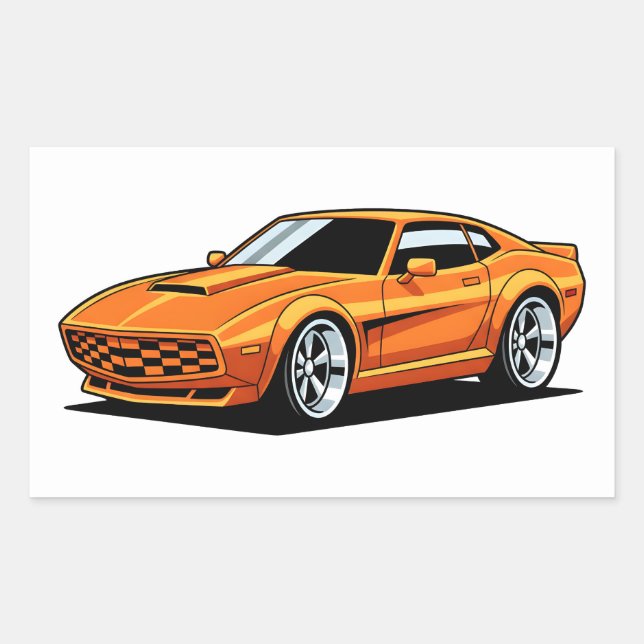 Adesivo Retangular Veículo de Desenho Animado Laranja (Frente)