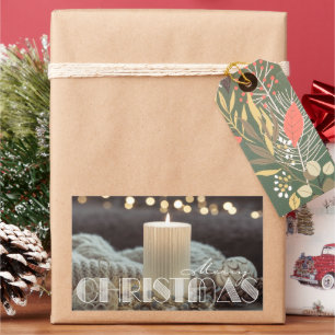 Adesivo Retangular Vela Branca Aconchegante Natal