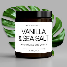 Adesivo Retangular Vela de Soja Caseira Chic Caligrafia Branco Clássi