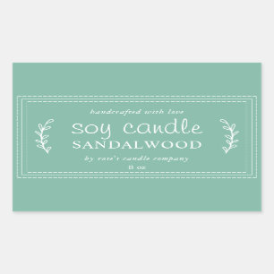 Adesivo Retangular Vela de Soja Caseira XL Folhagem Jade Verde Person