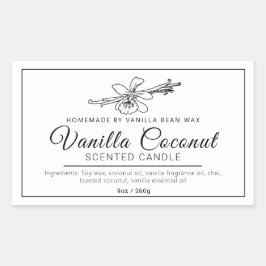 Adesivo Retangular Velas de mono-ingredientes de baunilha caseira
