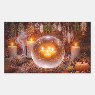 Adesivo Retangular Velas Místicas de Bola de Cristal do Outono