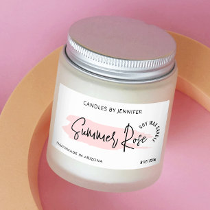 Adesivo Retangular Velas Rosa Elegantes De Aquarela Feminina