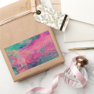 Adesivo Retangular “Vellum Etéreo” – Abstrato Azul Teal Rosa   