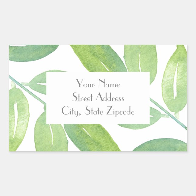 Adesivo Retangular "Verde Aquarela Deixa 3" Rótulos (Frente)