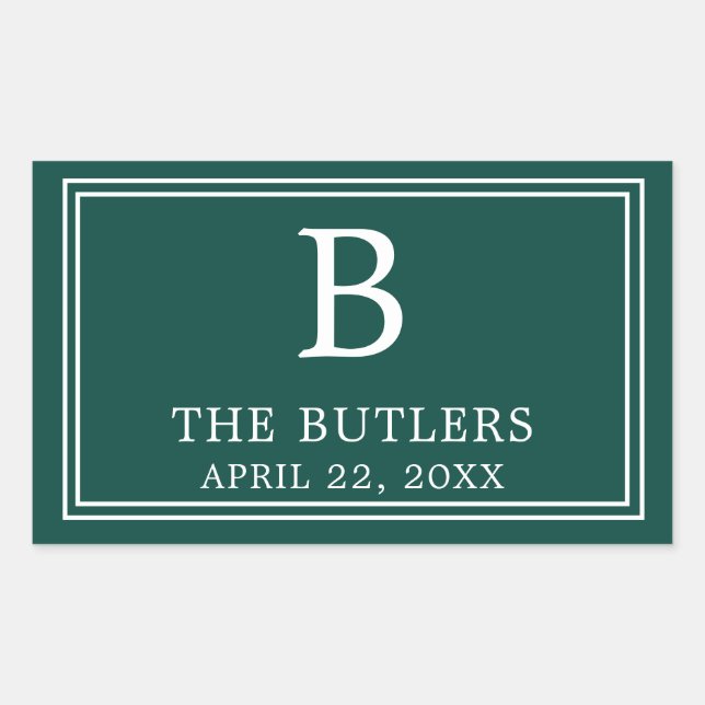 Adesivo Retangular Verde Esmeralda Moderno (Frente)