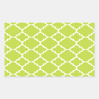 Adesivo Retangular Verde limão White Quatrefoil Padrão do Marrocos
