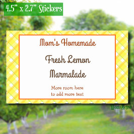 Adesivo Retangular Verificações de Xadrez Amarela Retrópicas Editávei