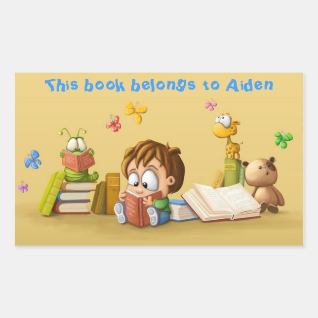 Adesivo Retangular Verme de Livro (Frente)