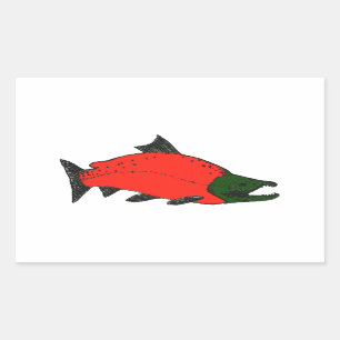 Adesivo Retangular Vermelho - Sockeye Salmon Art