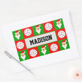 Adesivo Retangular Vestido de Natal do jogador de vôlei Santa Clause