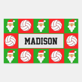 Adesivo Retangular Vestido de Natal do jogador de vôlei Santa Clause