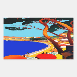 Adesivo Retangular Viagem francês Vintage Cote D'Azur