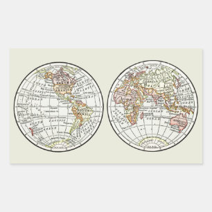 Adesivo Retangular Viagem Globe Map Earth 1916 World Atlas
