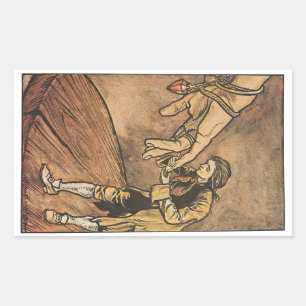 Adesivo Retangular Viagens de Gulliver Vintage por Arthur Rackham