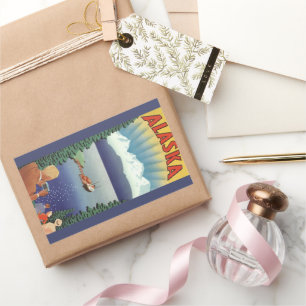 Adesivo Retangular Viagens vintage de Poster, Cenário do Alasca